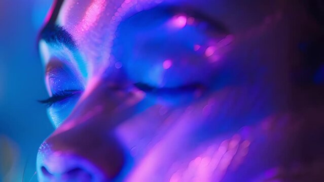A closeup of a students brainwaves in vibrant colors representing the heightened state of focus and concentration achieved through their neural interface..