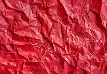 Crumpled red paper texture background