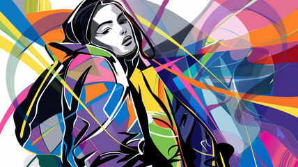 Street wear modern fashion abstract illustration colorful