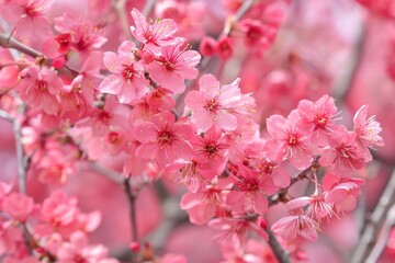 beautiful pink cherry blossoms in full bloom