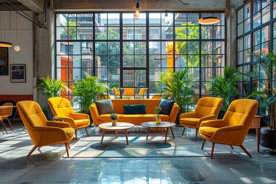 Bright and modern co-working space with ergonomic furniture