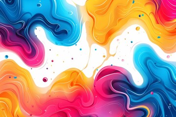A colorful abstract painting with a blue and yellow swirl