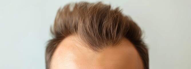 Close-Up Image of Man's Light Brown Hair with Short Quiff Hairstyle and Forehead Visible