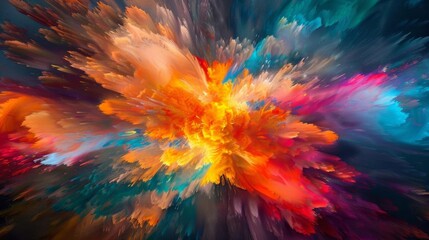 Obraz premium A burst of colors against a dark background, symbolizing creativity or innovation