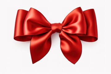 Naklejka premium Shiny red satin ribbon bow on white background. studio shot