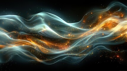 Abstract surreal shapes intertwined with a musical wave in HD