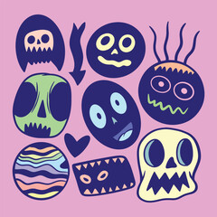 colorful cute doodle collection set hand drawn
