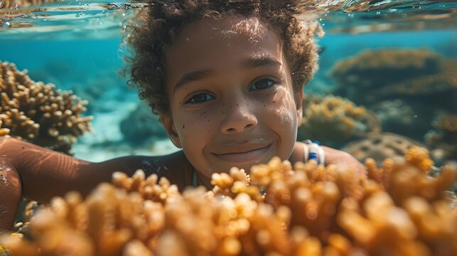Show an educational program teaching children about the importance of ocean conservation and marine ecosystems, Close up