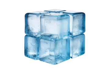 Chilled Companions: A Story of Two Ice Cubes on a White or Clear Surface PNG Transparent Background.