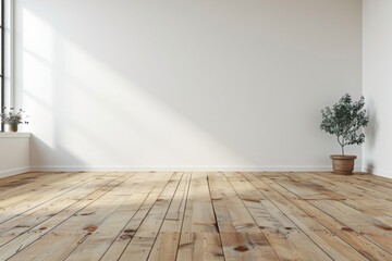 Empty bedroom interior background wooden floor created with Generative AI