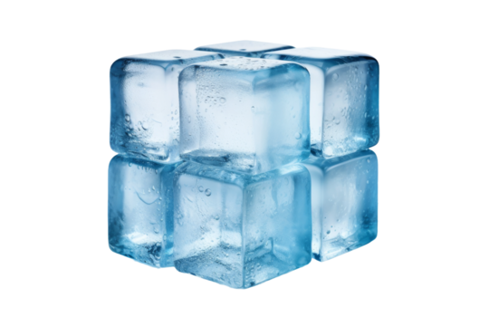 Chilled Companions: A Story of Two Ice Cubes on a White or Clear Surface PNG Transparent Background.