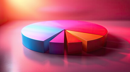 Obraz premium A pie chart with expanding slices and a gradient background, symbolizing diverse investments. stock photo