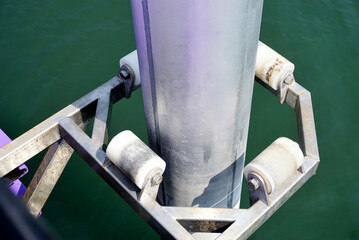 Roller for support pole of pontoon
