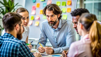 Obraz premium Creative Director: A close-up of a creative director in a brainstorming session, showcasing creativity and leadership. 