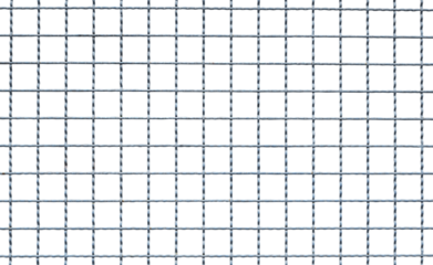 The old steel crimped wire mesh fence with square grid pattern isolated on transparent background, png file