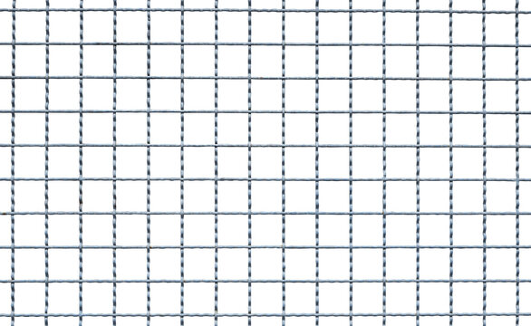 The old steel crimped wire mesh fence with square grid pattern isolated on transparent background, png file