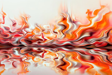 dynamic liquid art with vibrant orange and pink swirls, perfect for abstract holographic wallpapers.