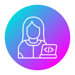 Developer Female vector icon. Can be used for No Code iconset.