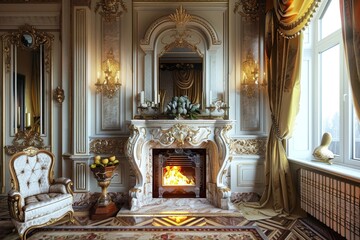 Obraz premium Classical Fireplace Interior