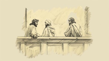 Jesus' Trial and Condemnation, Biblical Illustration of Injustice and Sacrifice, Ideal for Religious article