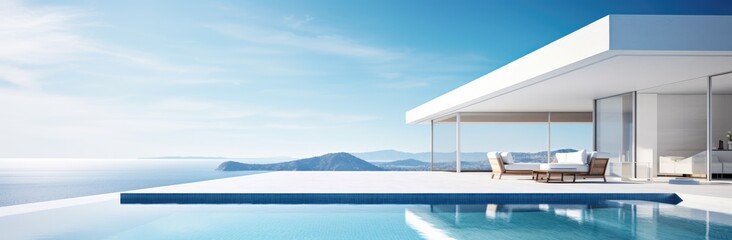 modern luxury summer villa with infinity pool. illustration