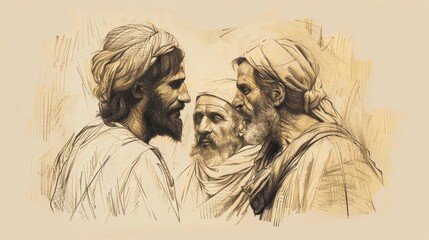 Jesus' Parable of the Good Samaritan, Biblical Illustration of Compassion and Kindness, Ideal for Religious article