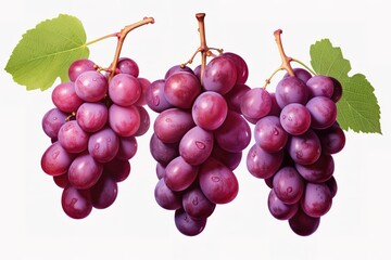 Fototapeta premium illustration of different variety of grape on white background