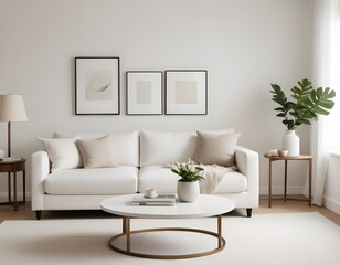 Frame mockup, ISO A paper size. Living room wall poster mockup. wall mockup. Interior mockup with house background. Modern interior design. 3D render