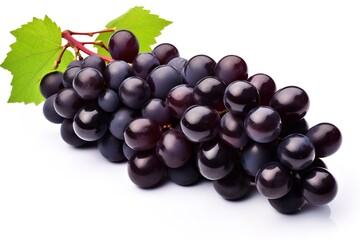 purple grapes with water drops on white background