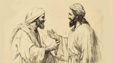 Obraz premium Jesus’ Compassion for the Multitudes, Biblical Illustration of Love and Care, Ideal for Religious article