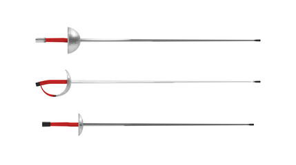 Fencing swords saber and epee with red handle different shape set realistic vector illustration