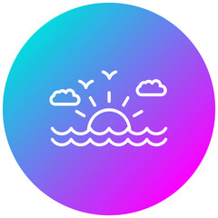 Sunset vector icon. Can be used for Beach Resort iconset.