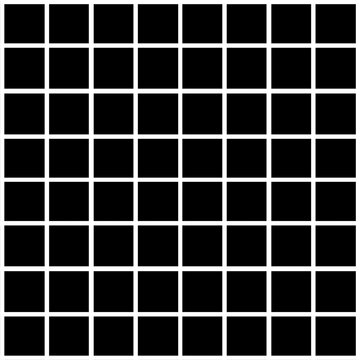 Black fill, no stroke. Square divided in 64 parts, into ninths. 8x8 grid. Isolated jpeg illustration, white background. Asset for overlay, montage, collage, presentation. Business concept.