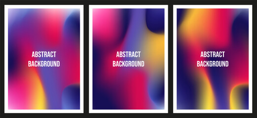 Modern Gradient poster covers and Abstract Background set. Trendy Vibrant Gradient color Background collection. Playful Liquid vector for web and social media poster, card, postcard template.