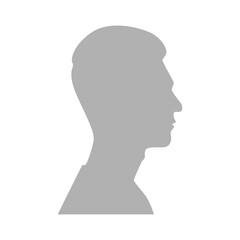 Flat illustration. Gray silhouette of a teen boy on a white background. Suitable for social media profiles, icons, screensavers and as a template...