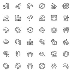Climate change line icons set