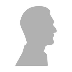 Flat illustration. Gray silhouette of a elderly man on a white background. Suitable for social media profiles, icons, screensavers and as a template...