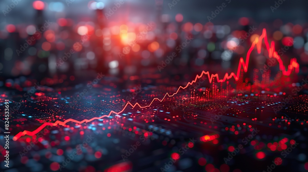 Poster a line graph with a red arrow pointing upwards, symbolizing profit growth. image