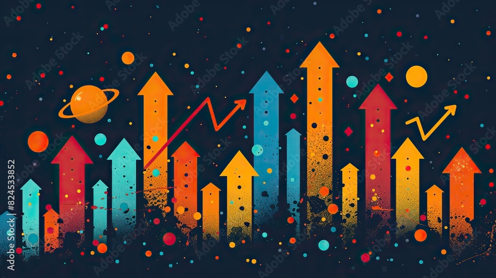 Aufkleber a line graph with multiple upward trends and arrows, representing diverse growth areas. image
