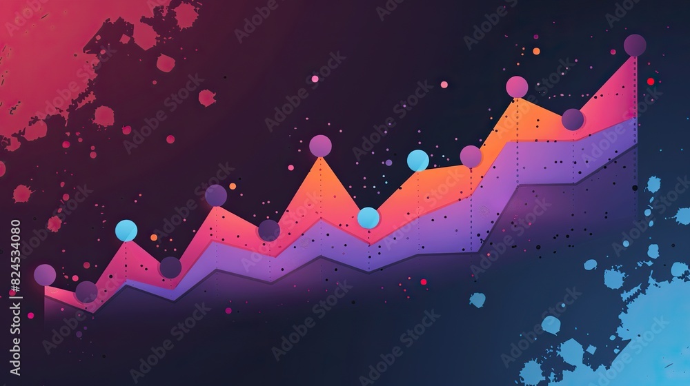 Aufkleber a line graph with upward spikes on a computer screen, indicating successful periods. stock image