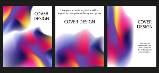 Modern Gradient poster covers set. Trendy Vibrant Gradient color corporate brochures collection. Playful Liquid  Fluid vector for web and social media poster, card, postcard template. EPS 10