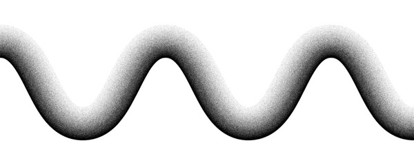 Black and White Gradient Texture Waves. Zigzag Dotted Noise Curve and Wavy Pattern
