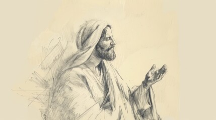 Fototapeta premium Divine Wisdom and Truth: Jesus' Teaching on the Kingdom of God, Biblical Illustration Perfect for Stock Photography