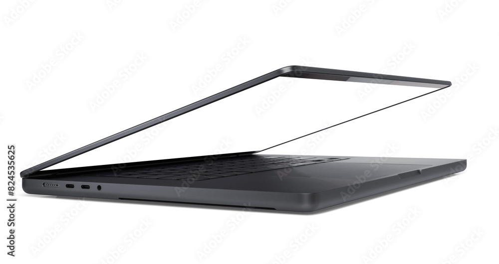 Poster laptop or notebook blank screen isolated with clipping path on white background.