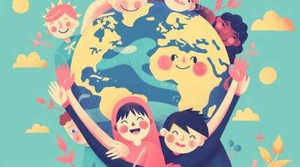 Earth Protection Day People Protect The Planet From Pollution Illustration