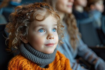 Children looking up at movies in the cinema