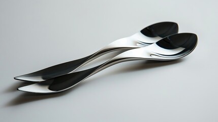 Capture the cutlery set from a unique perspective, highlighting how the design elements engage multiple senses to elevate the dining journey for the user