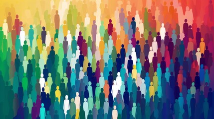 United in Diversity - Abstract Geometric People Group Illustration for Teamwork and Networking Background