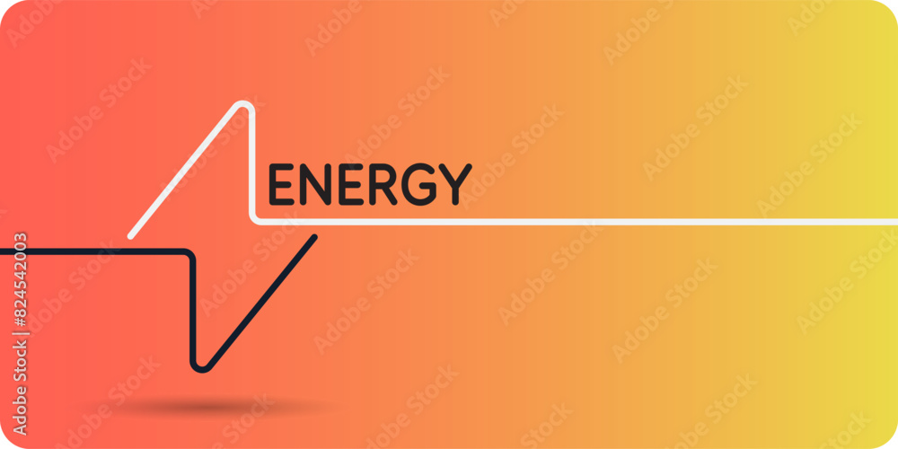 Poster linear image of lightning on a flat yellow background with text. vector illustration.