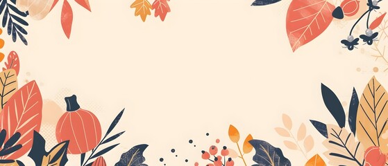 Obraz premium Stylized Autumn Foliage Border and Background Design for Thanksgiving